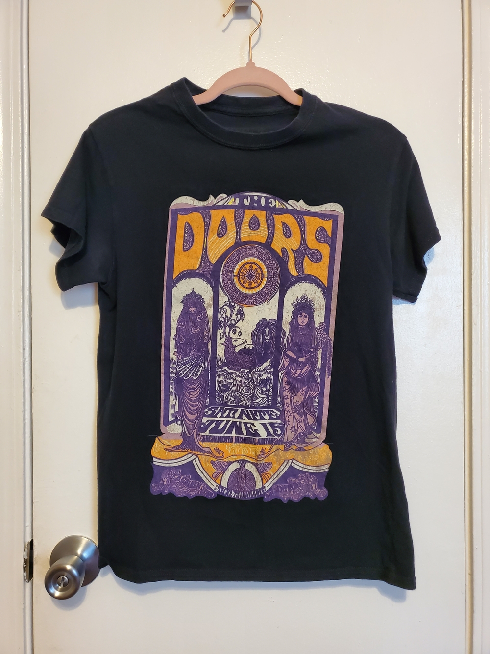 The Doors Graphic Black Tee with Purple & Gold Print